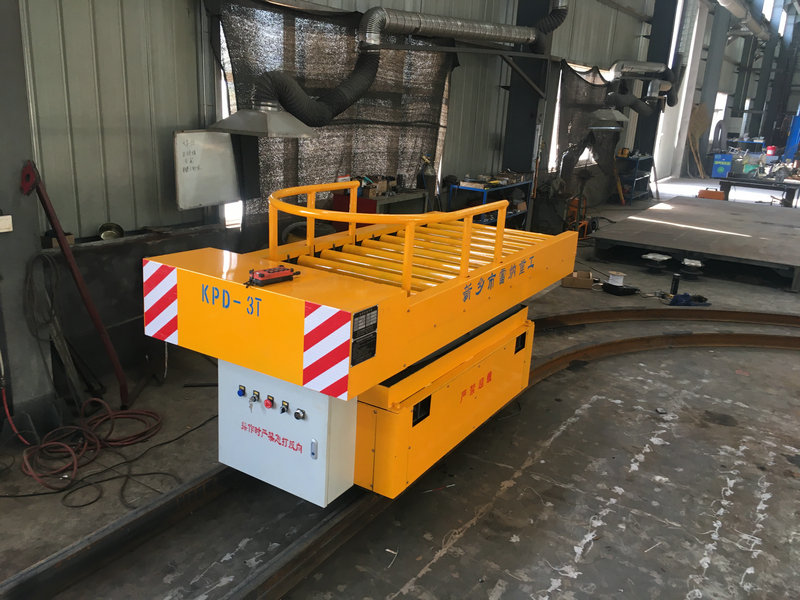 3T Rail Turning Electric Flat Cart med heis